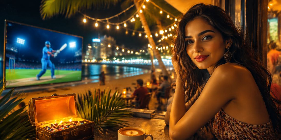 Beach scene showing cricket fans enjoying sports betting in India
