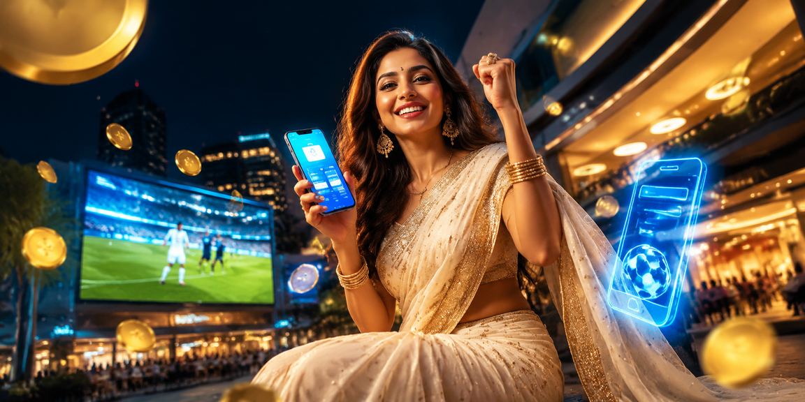 Pune city views with enthusiastic lottery players making mobile bets